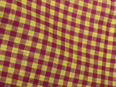 100% Linen  plaids 44 Lea Fabric 58" wide bright pink and yellow [17595]