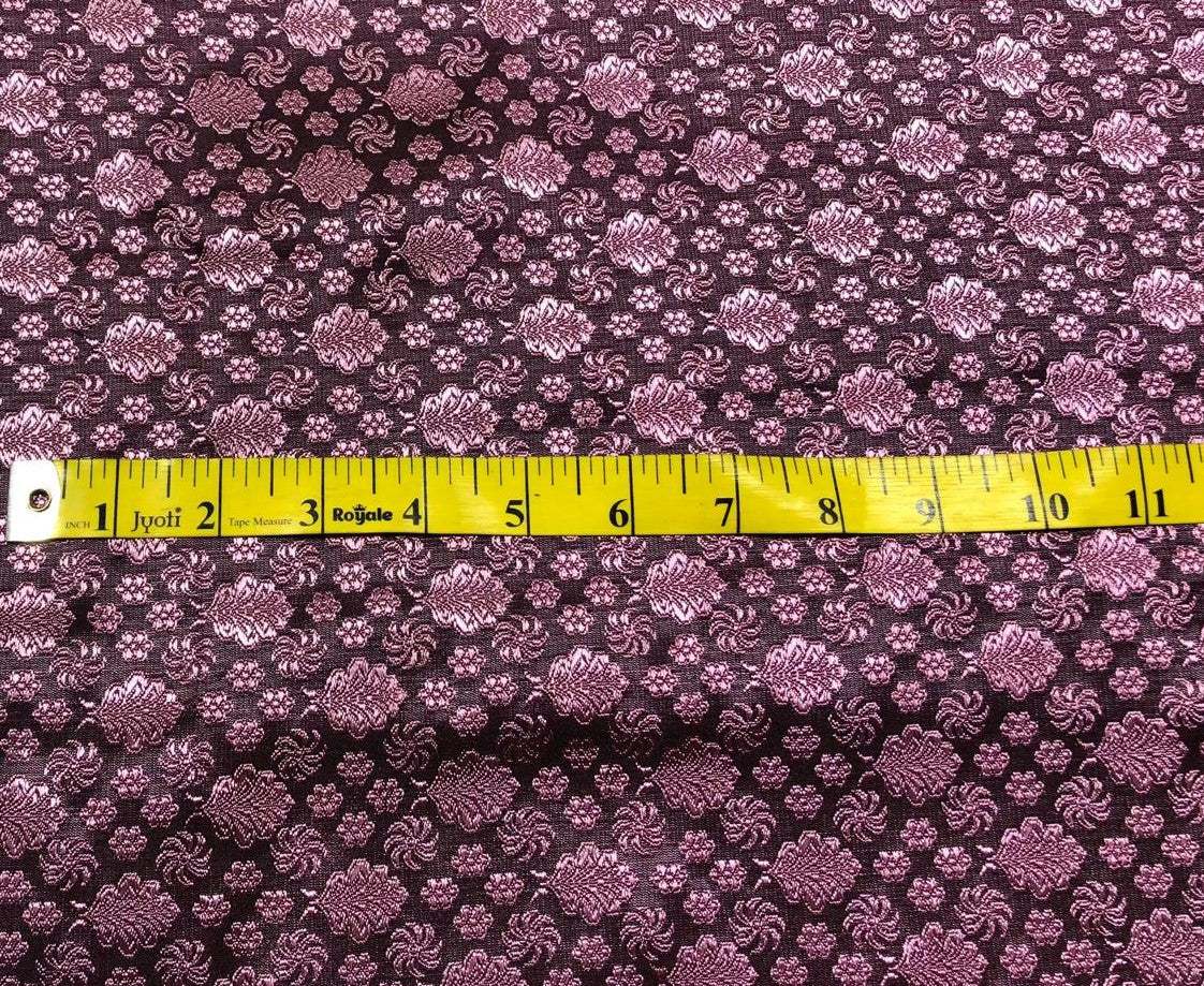 Silk Brocade fabric mulberry color with small self color motifs [17557]