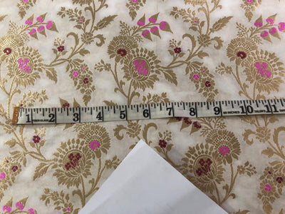 Brocade fabric 44" wide floral metallic jacquard available in 4 colors yellow/burgundy, black and white