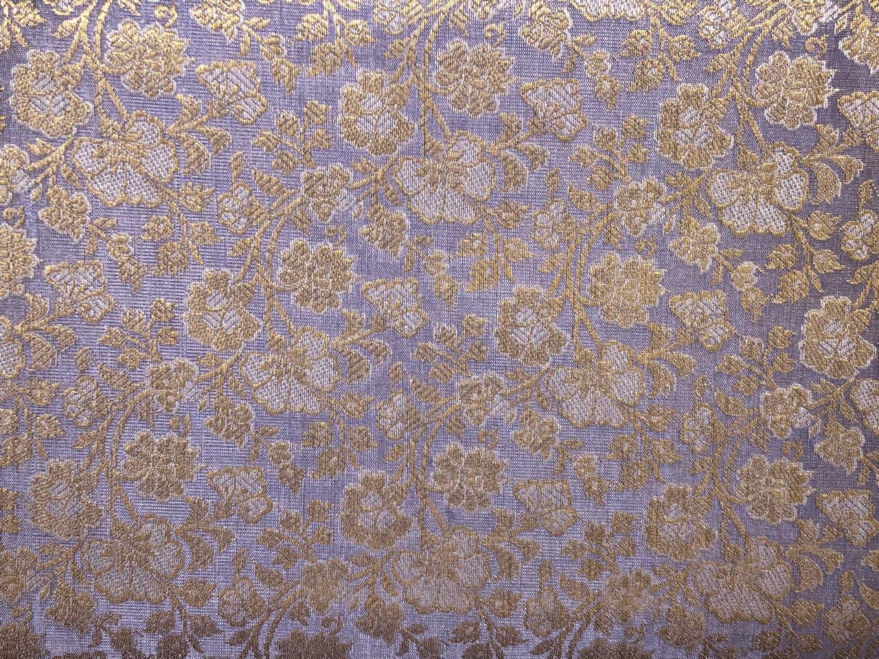 Silk Brocade fabric silver lwith white gold  jacquard BRO1074[1]