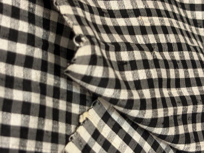 100% silk dupion  black and white Plaids fabric 44" DUPNEWC32[2]