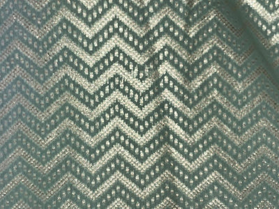 Chanderi Pure Silk fabric geometric PRINT green color 44" wide [13060] by the yard
