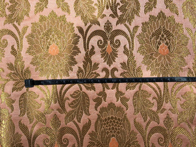 Brocade peach with metallic gold jacquard fabric 44&quot; wide BRO825[6]