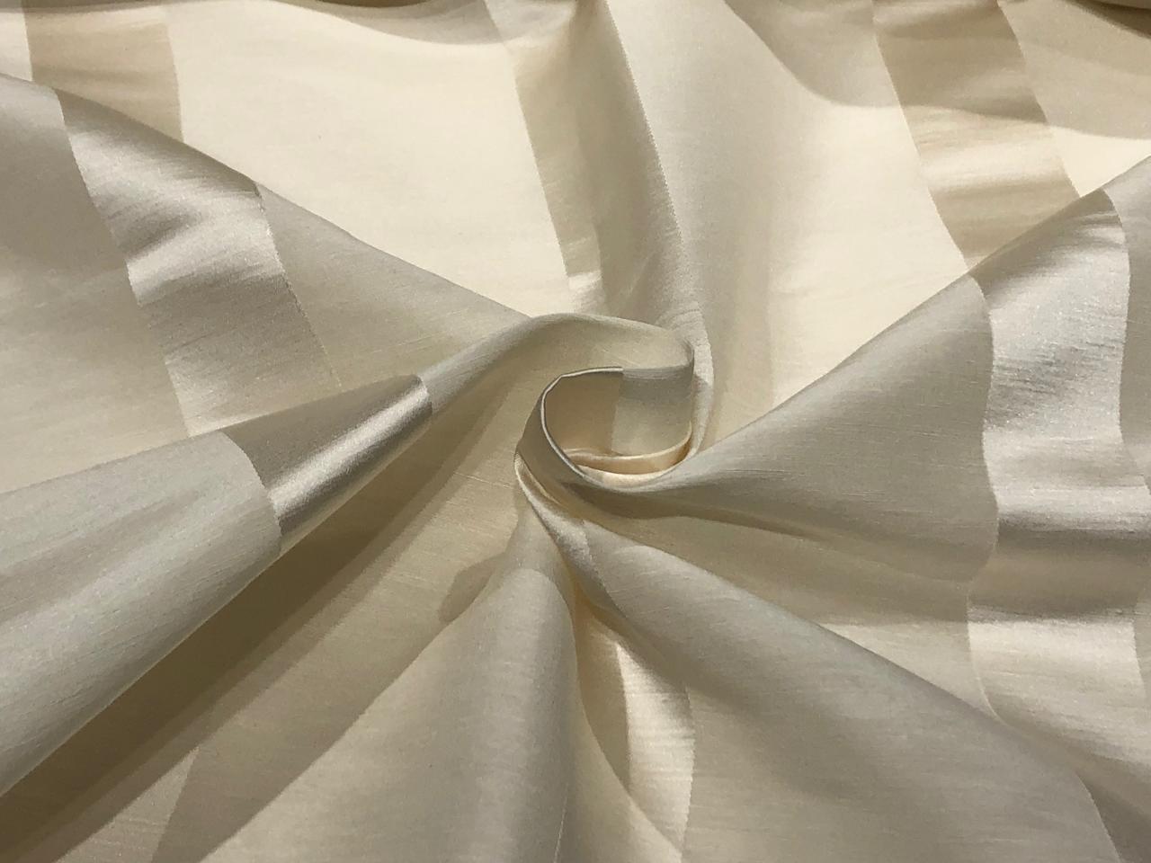 linen fabric natural white with satin stripes 4&quot; wide [17651]