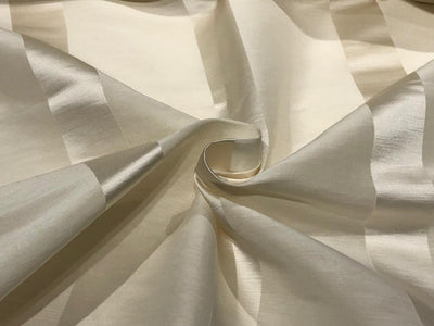 linen fabric natural white with satin stripes 4&quot; wide [17651]