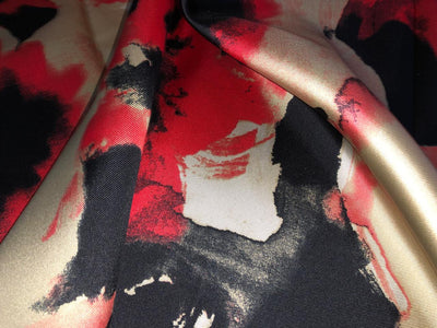 100% Silk Taffeta Jacquard Fabric gold with red and black spray paint effect jacquard  54" wide TAFJACNEW25