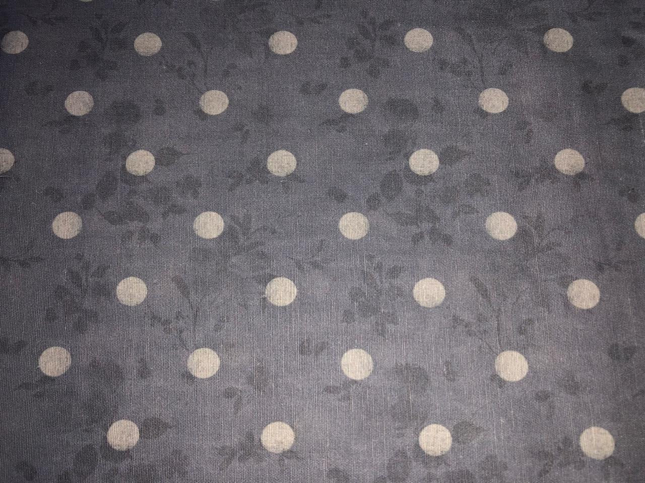 100% linen  digital print fabric 44" wide available in 2 colors grey with floral  dotted and salmon pink dots [15972/15973]