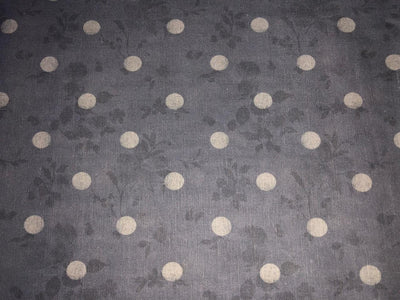 100% linen  digital print fabric 44" wide available in 2 colors grey with floral  dotted and salmon pink dots [15972/15973]