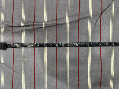 Viscose  fabric 58&quot; wide grey with red and ivory satin stripes [17708]