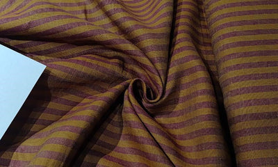 100% Linen stripe 60's Lea Fabric 58" wide available in 2 color stripe combination burgundy/black AND mustard burgundy