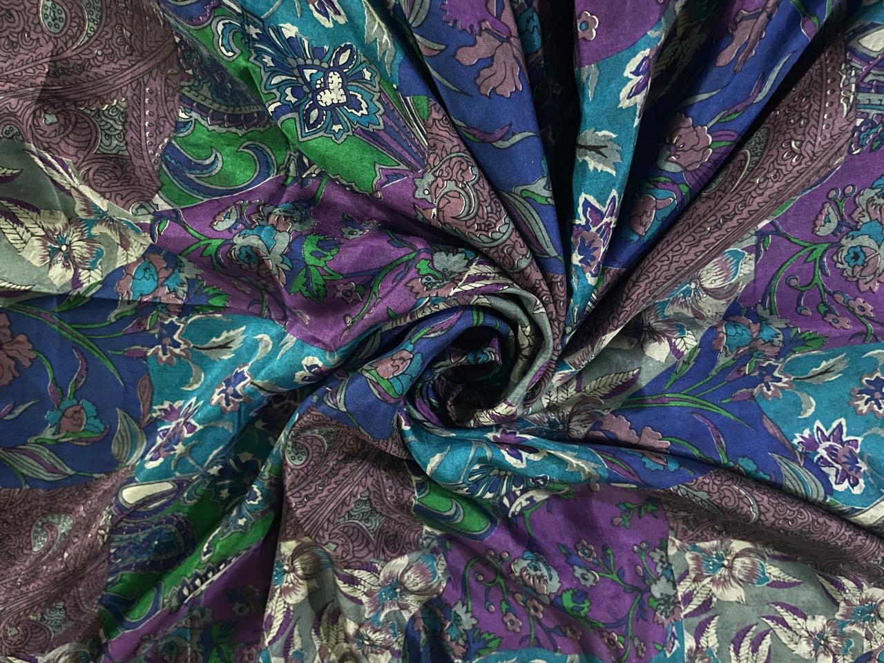 Pure silk HABOTAI FLORAL PRINT 80 gms [15940] LAST 1 METER ONLY