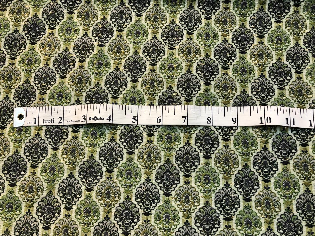 Silk Brocade fabric floral motifs available in 2 colors yellow and green 58" wide BRO1094[1/2]