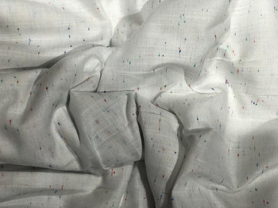 Viscose Linen 20% / 80% Spun slub white with red ,blue and green splash  58" wide [17627]