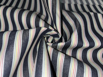 100% Cotton Denim  Fabric 58" wide STRIPES in 4 styles multicolor, charcoal /ivory, denim blue/white and denim blue /denim blue multicolor