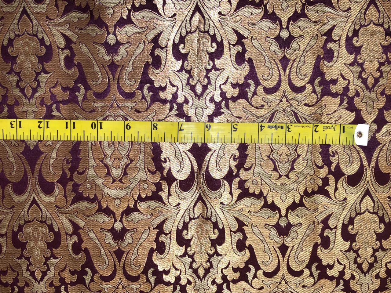 Silk Brocade fabric king khab WINE X METALIC GOLD 44" wide BRO1086[3]