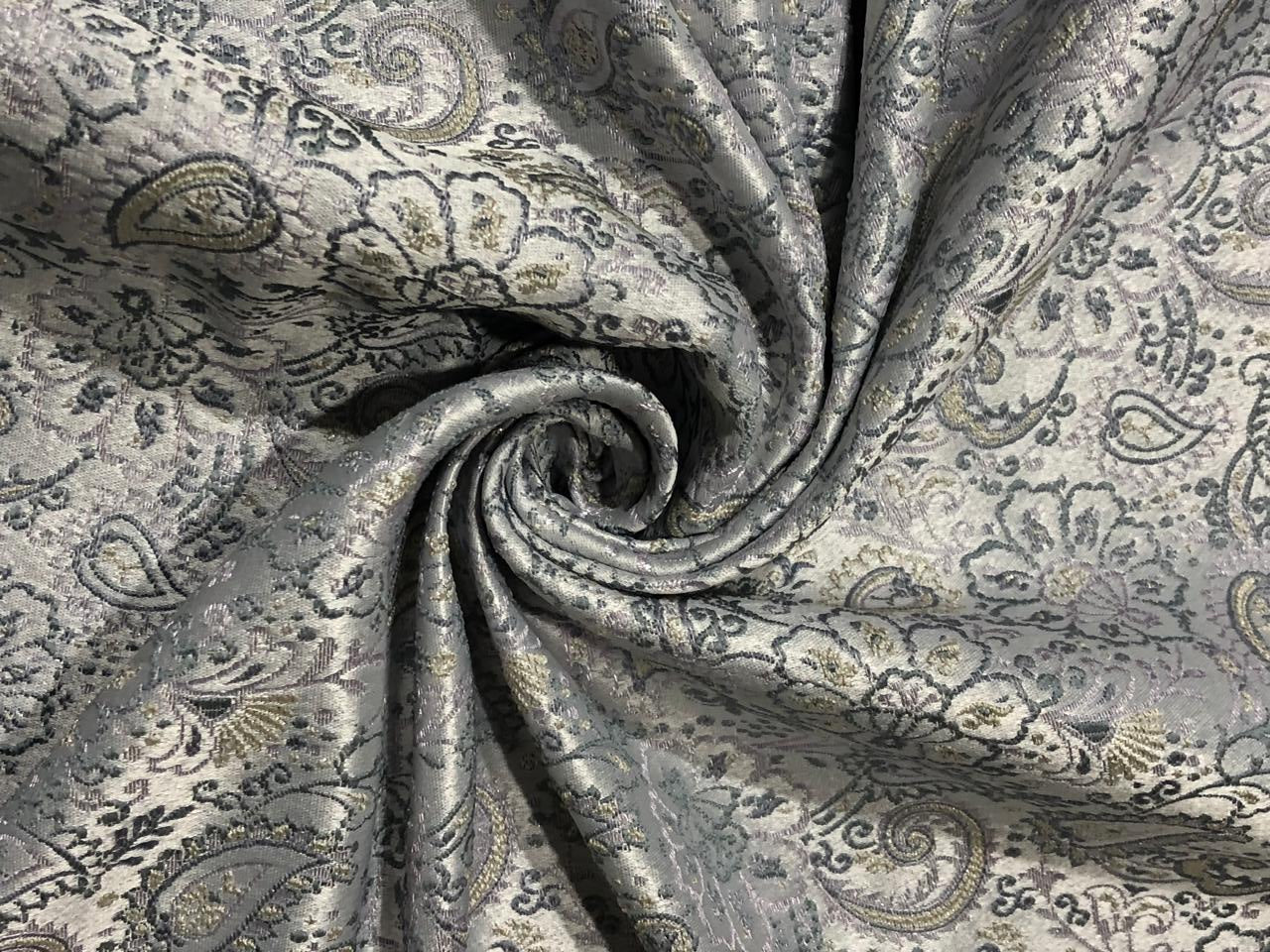 Silk Brocade fabric  jacquard with with subtle embroidery 54"available in 2 colors pink and grey and lilac grey BRO1034[1/2]