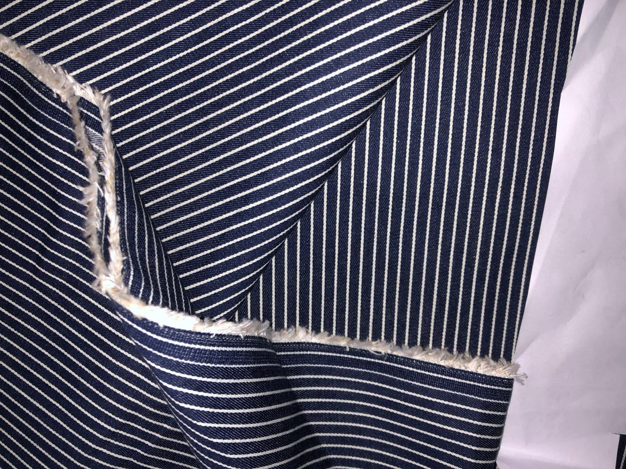 100% Cotton Denim  Fabric denim blue and white STRIPES 58" wide available in 2 sizes 0.25" and 2" stripe  [16156/16387]