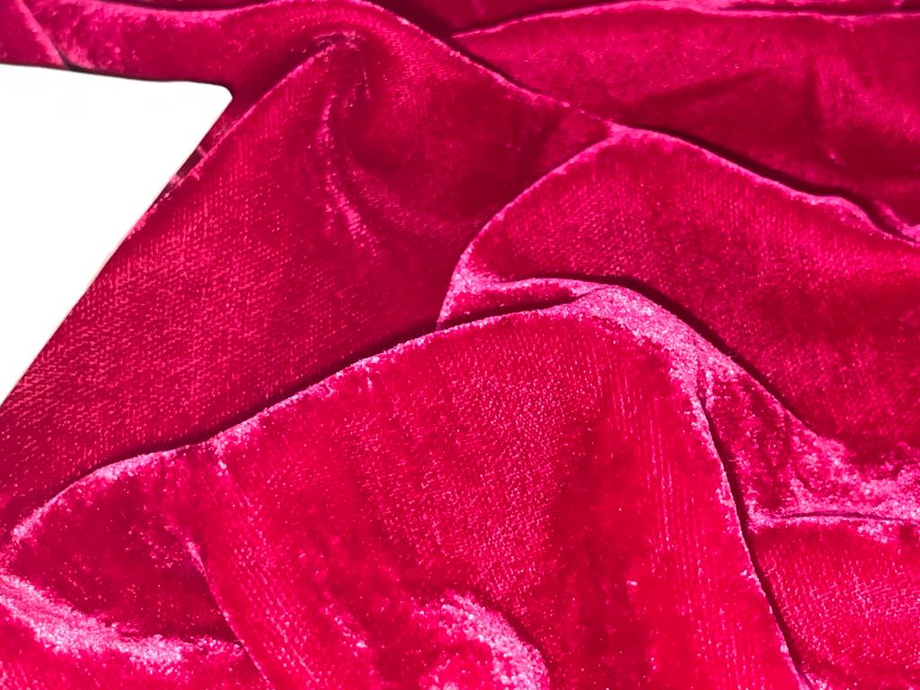 100% Micro Velvet  Fabric 44" wide available in 6 colors [bright watermelon pink/pastel green/aubergine brown/silver grey/peach/blue x green] [15340-15345]
