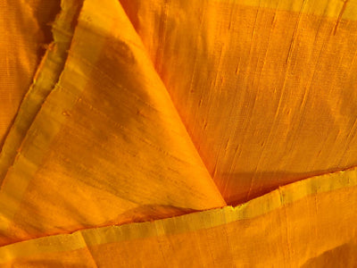 100% PURE SILK DUPIONI FABRIC MANGO YELLOW colour 54" wide WITH SLUBS MM68[6]