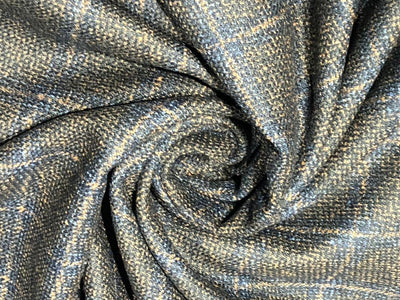 Tweed Suiting Blended With Viscose 58" wide plaids tan brown and navy [17719]