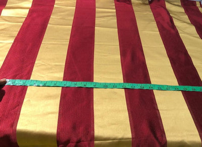 100% SILK TAFFETA FABRIC RED AND DULL GOLD STRIPES  STRIPES TAFNEWS25