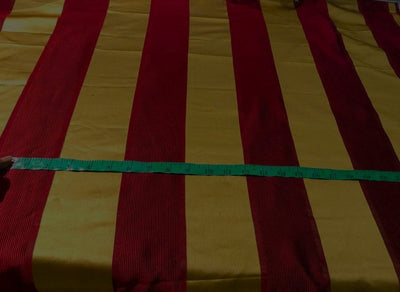 100% SILK TAFFETA FABRIC RED AND DULL GOLD STRIPES  STRIPES TAFNEWS25