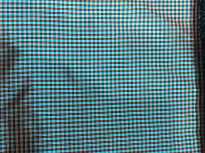 100% silk dupion  Plaids fabric teal blue and mustard gold  DUPNEWC30[2]