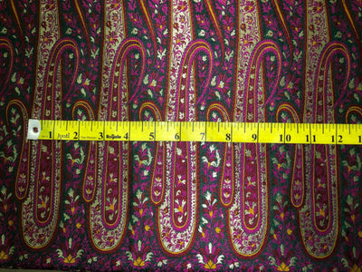 Silk Brocade fabric  intricate paisley jacquard in 4 color color schemes green ,red/ BRO1084