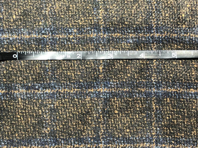 Tweed Suiting Blended With Viscose 58" wide plaids tan brown and navy [17719]
