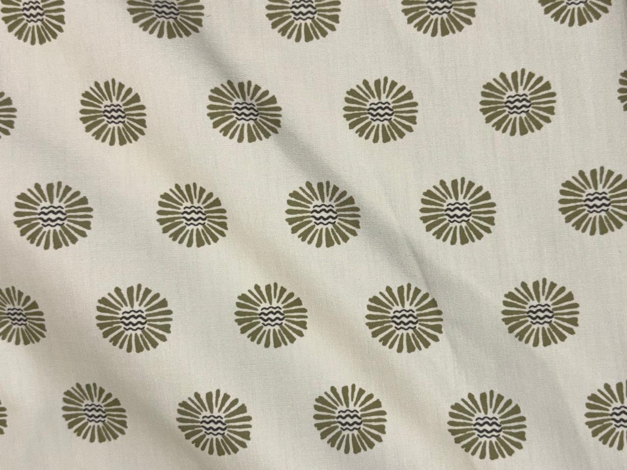 Cotton Suprima  fabric 147 cms wide white ivory with flower motif print [18523]