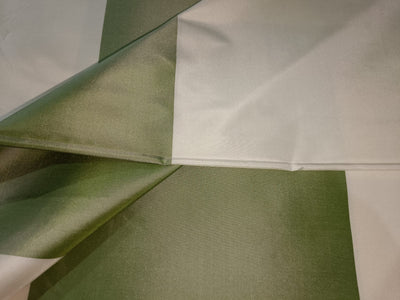 100% Silk taffeta superb 8 inch wide stripes GREEN AND IVORY 54" wide TAFS39