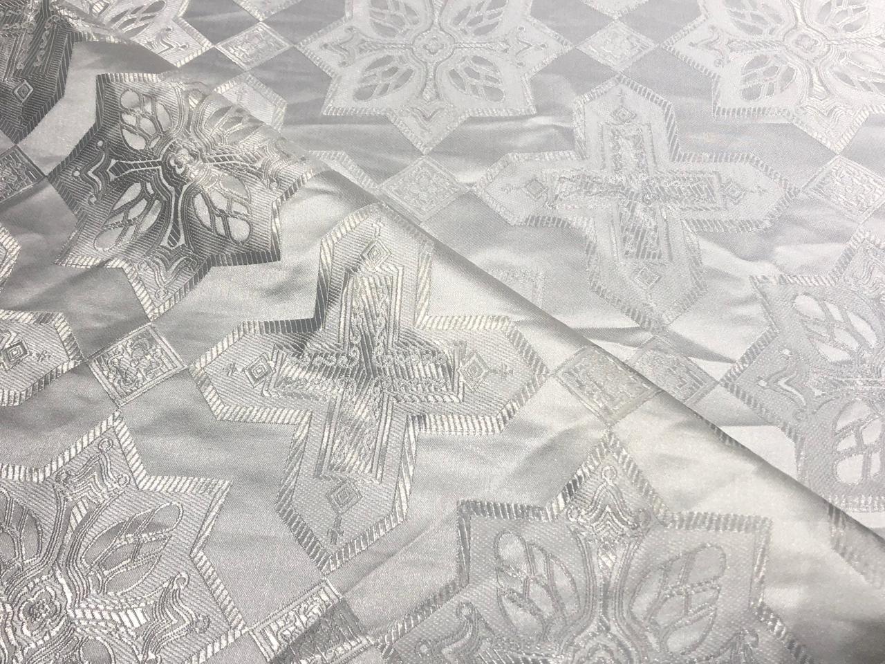 Brocade fabric VESTMENT 60" wide IVORY CROSSES BRO963NEW [cut length 1.60 yards]