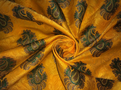 Silk Brocade fabric 44" wide PAISLEYS  available in 5 colors GREEN /YELLOW/ ROYAL BLUE /NAVY AND  ORANGE BRO940