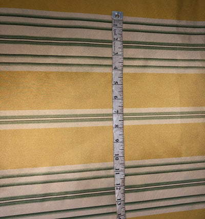 100% Silk tafetta stripe golden mustard ,green and golden cream [tafnews29roll]