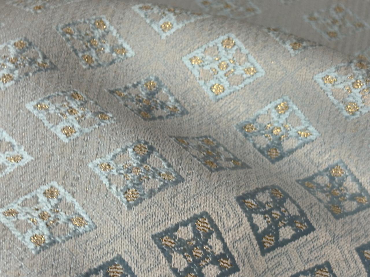 Silk Brocade fabric 44"baby blue  motif with subtle lurex dots  BRO1066[2]