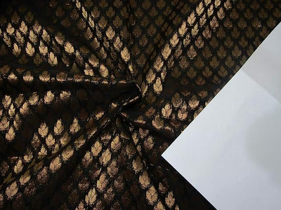 Spun Silk Brocade Fabric Black &amp; Metallic Gold 44" wide BRO184[1]