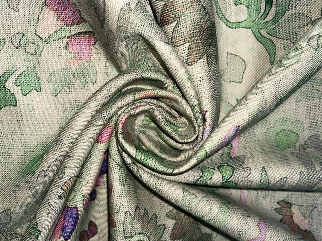 TASHMINA FABRIC available in 4 colors with matching solid [light olive/beige/pastel green and peach] [15398-15403]