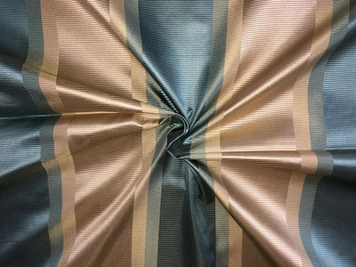 100% silk taffeta ribbed horizontal stripe blueish grey and beige TAFS143-54&quot; wide