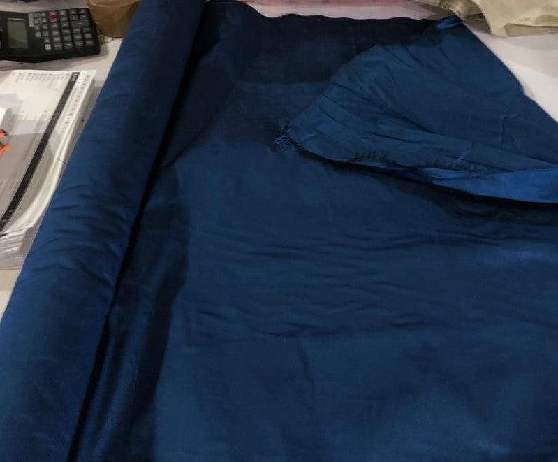 100% pure silk dupioni fabric  royal blue x black = night blue  54" Wide DUP417