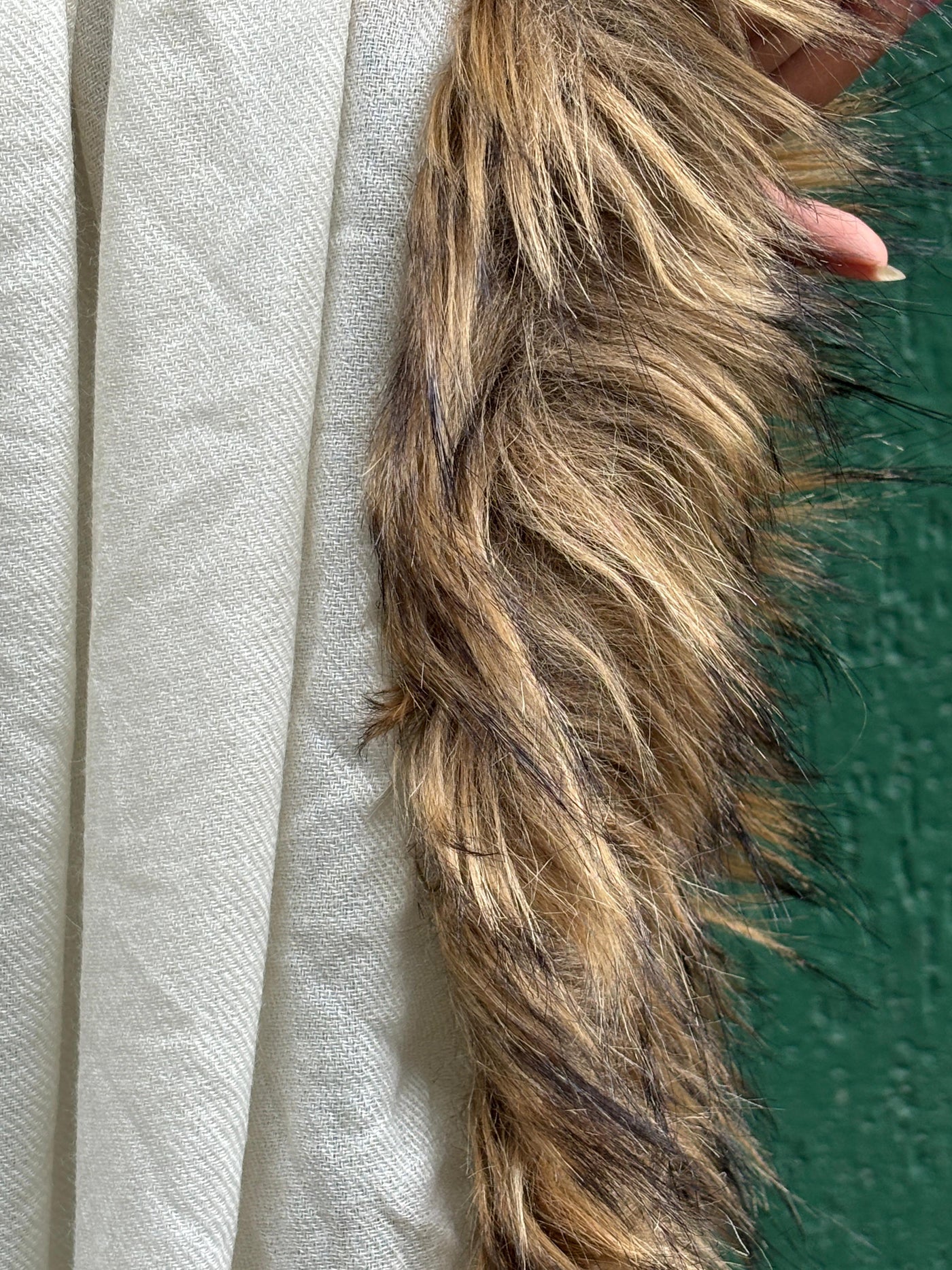 SILK pashmina stole with fur 29" wide and 77" long