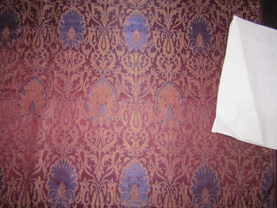 SILK BROCADE Dark Wine, BLUE &amp; Metallic Gold color 44" wide BRO251[1]