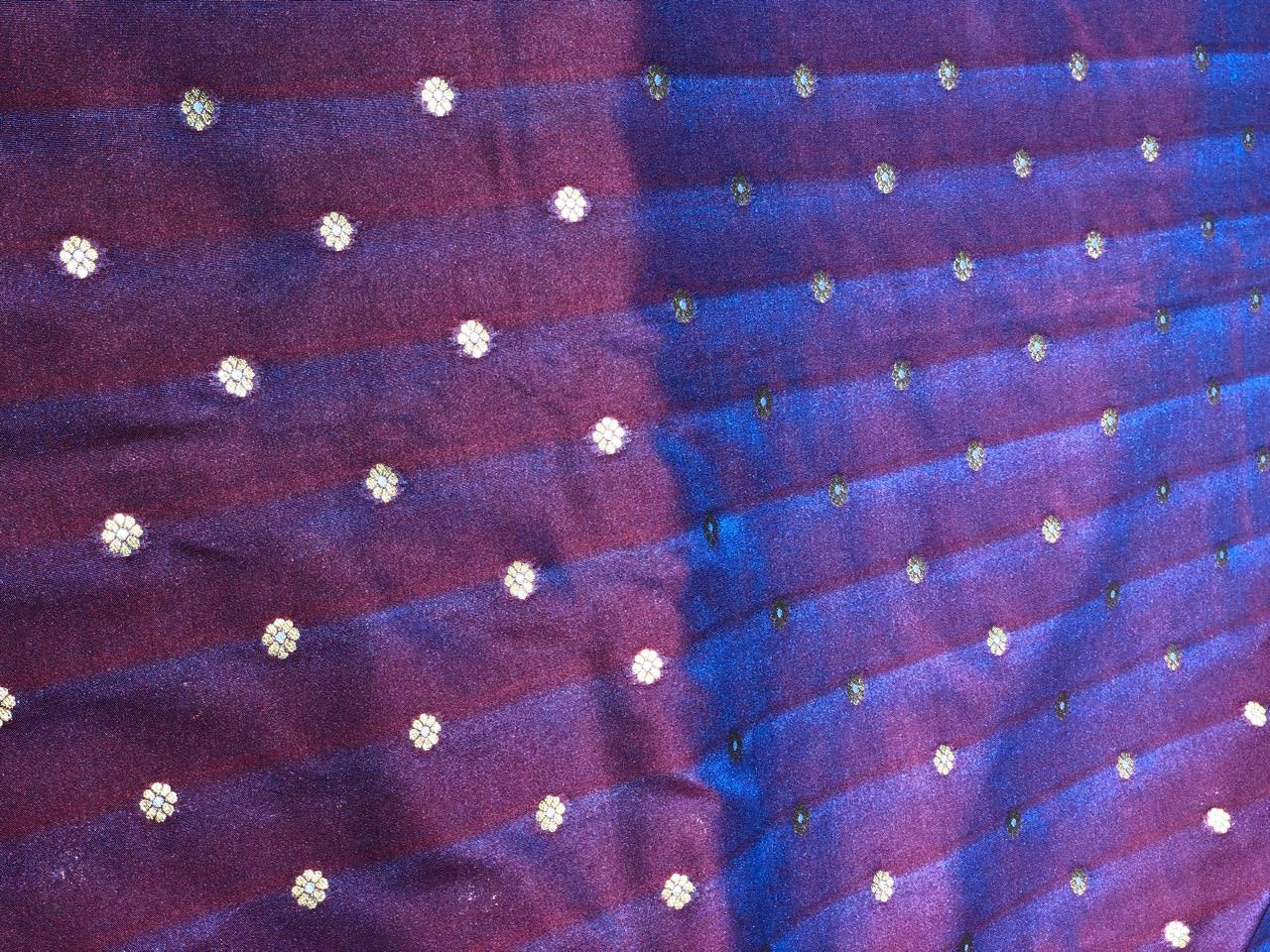 Silk Brocade fabric available in 3 colors two tone red x blue, two tone red x green and royal blue BRO1032