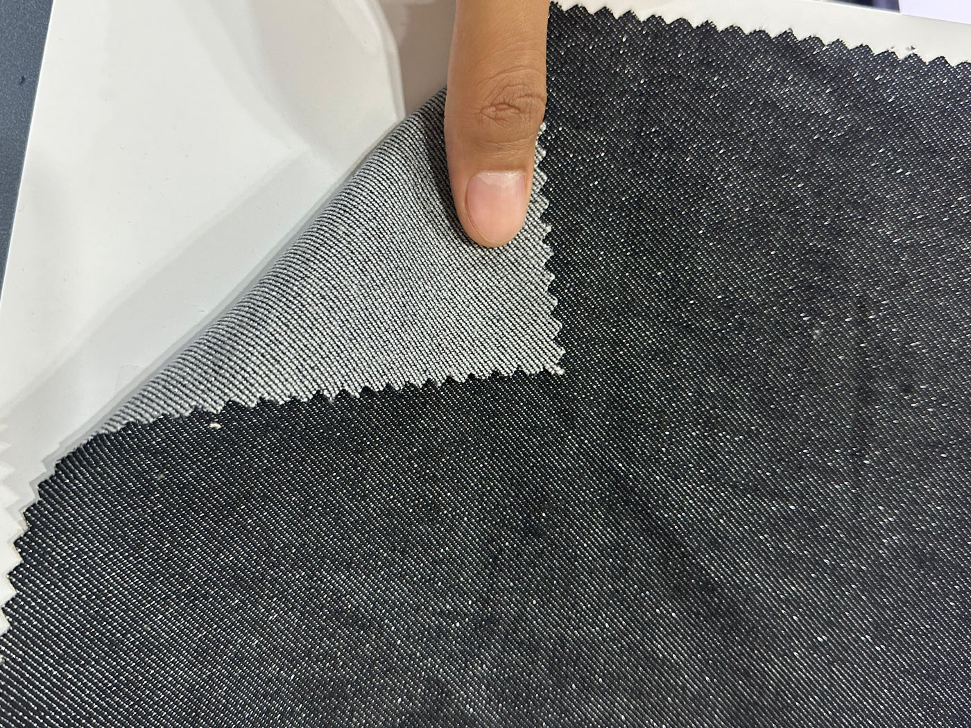 100% Cotton Denim Fabric 58" wide black  with silver  shimmer  [17748]