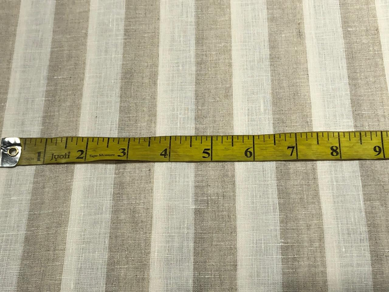 100% Linen stripe 60's Lea Fabric 58" cream and beige  stripe available in 1 inch  as well as 1 centimeter stripes [17221/22]