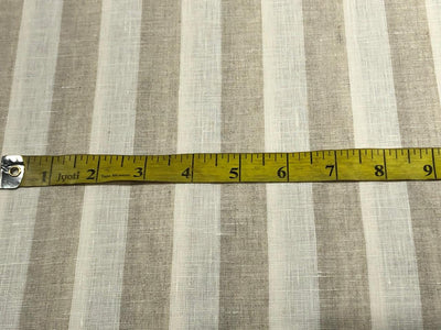100% Linen stripe 60's Lea Fabric 58" cream and beige  stripe available in 1 inch  as well as 1 centimeter stripes [17221/22]