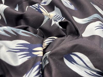 100% Cotton Poplin black floral  print 56" wide [18265]