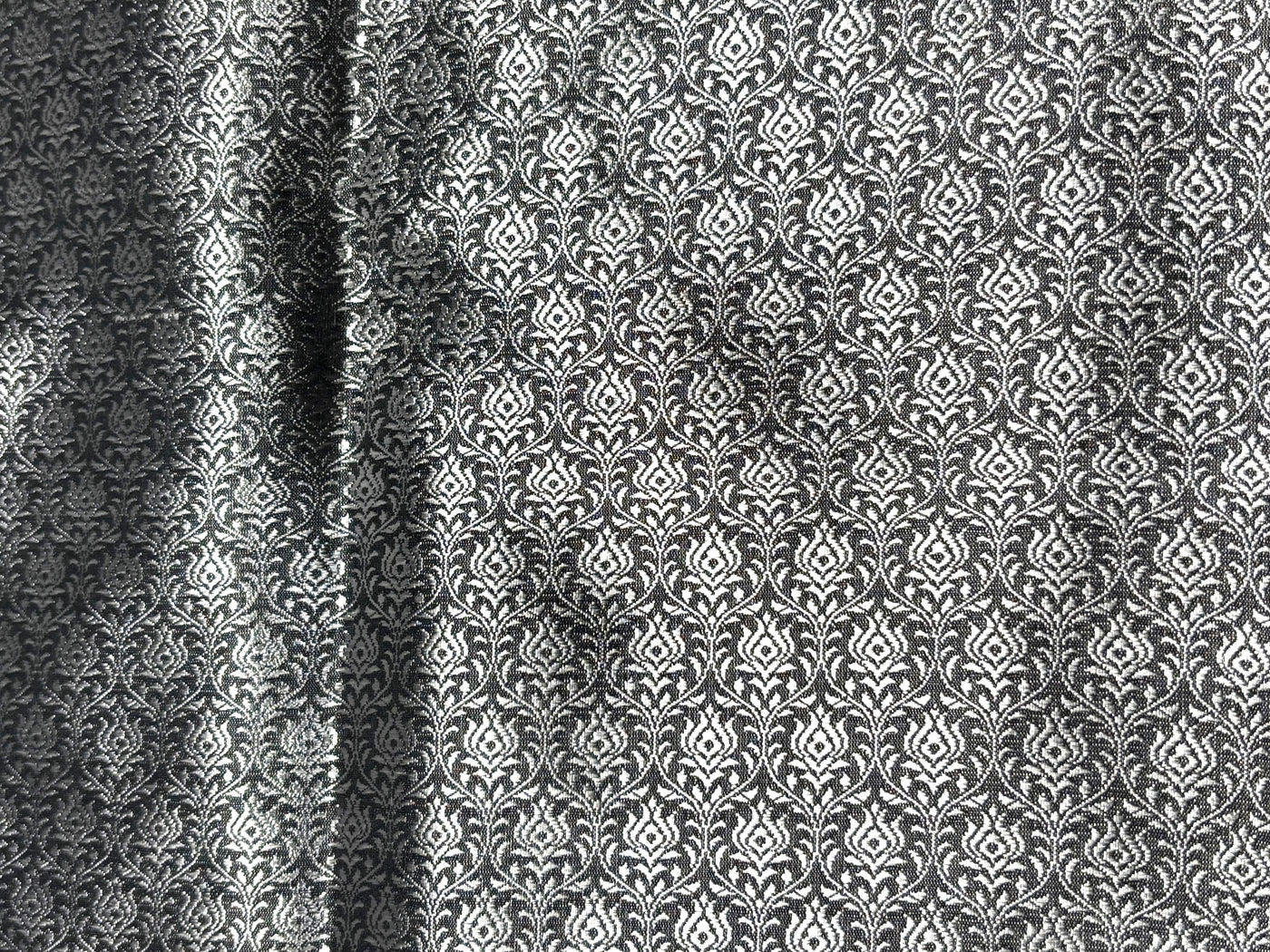 Brocade Fabric Grey with silver all over motif Jacquard 44" BRO1028[1]