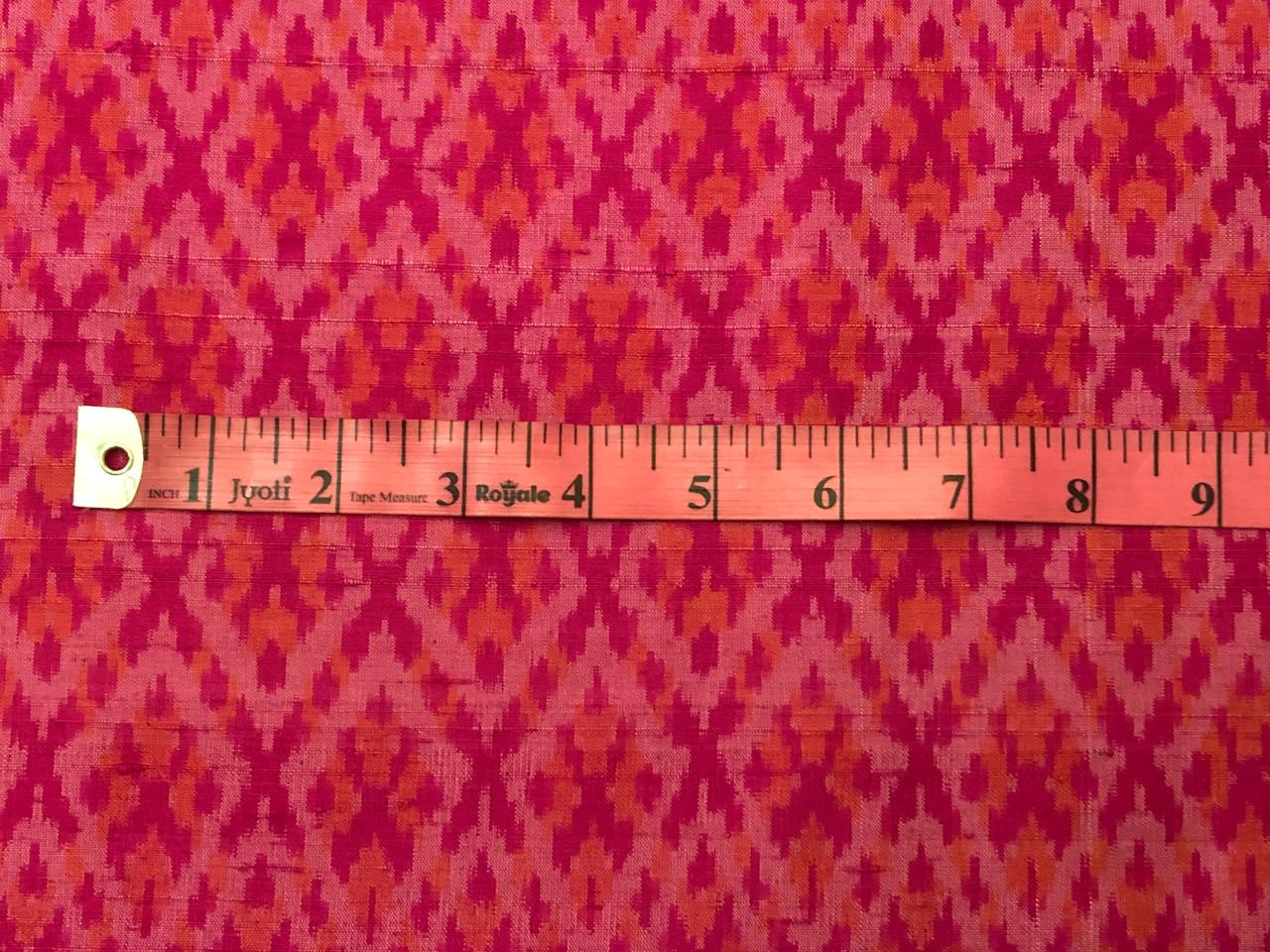 100% pure silk dupion ikat fabric pink color 44" wide available in 3 combinations