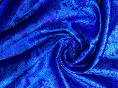 Silk Brocade fabric royal blue and blue floral   jacquard BRO1000[5]