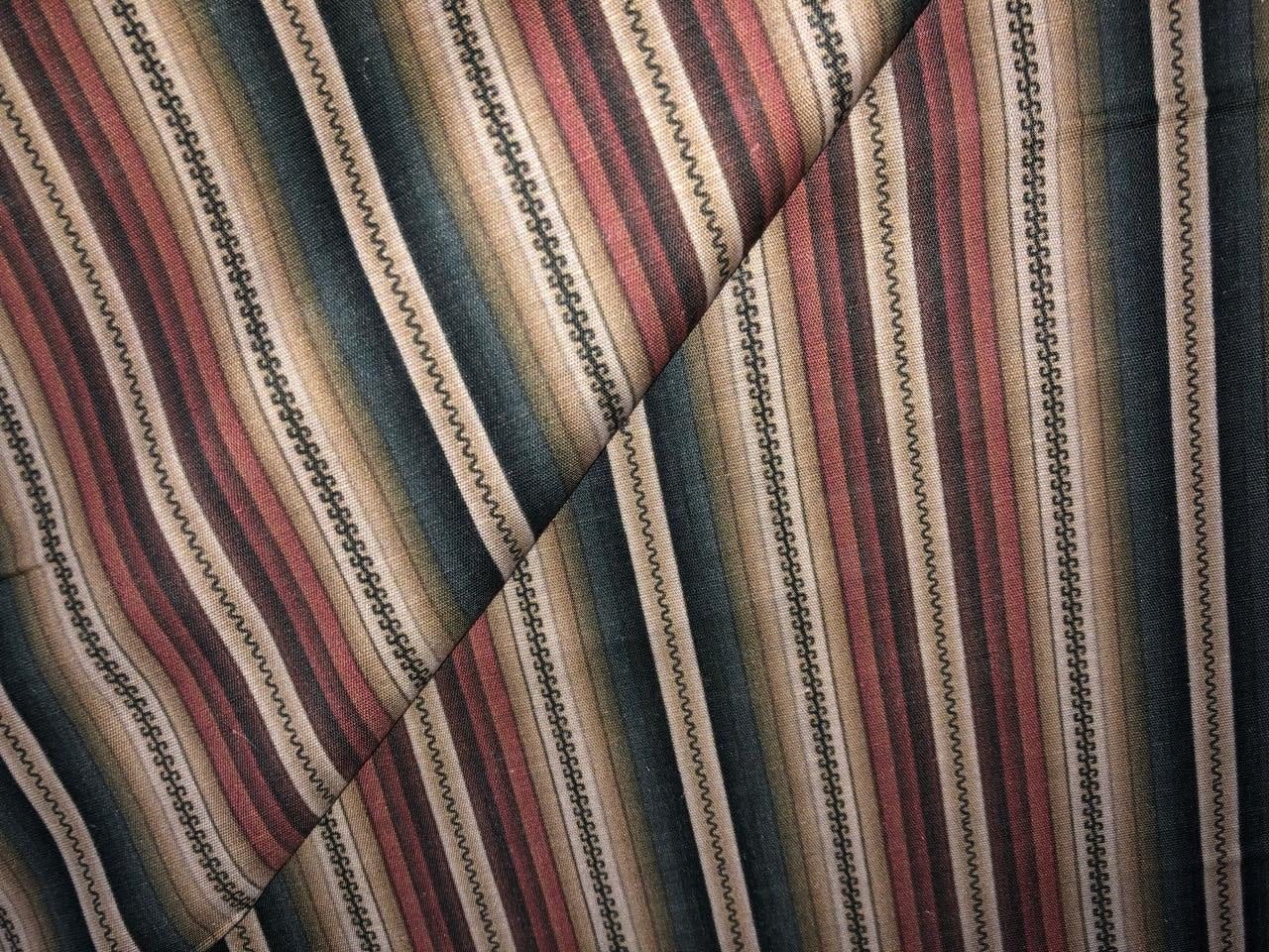 100% linen  digital print fabric 44" wide available in 2 STYLES multi color stripes and waves yellow ,sea green [15974/15975]